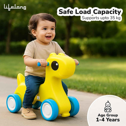 Lifelong Cuppy Caterpillar Ride-On for Kids 1+ Years|Fun Musical Ride with Lights|Safe,Sturdy & Round Edges Push Ride|Load Capacity 35kg|Indoor & Outdoor Play Vehicle for Boys & Girls(LLCR18),Pink