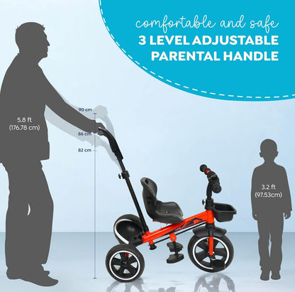 Luusa® TFT Hyper 500 PRO Canopy Plug N Play Tricycle/Baby Tricycle with Parental Control for Age Group 2+ Years Boys/Girls/Carrying Capacity Upto 30-KGS Proudly Made in India (ICE-Blue)