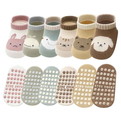 SNOWIE SOFT® 5 Pairs Baby Socks Set, Antislip Socks for New Born Baby 0-3 Years, Non Slip Grip Ankle Socks with Non Skid Soles for Infants Baby Shower Gifts