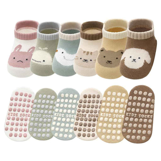 SNOWIE SOFT® 5 Pairs Baby Socks Set, Antislip Socks for New Born Baby 0-3 Years, Non Slip Grip Ankle Socks with Non Skid Soles for Infants Baby Shower Gifts