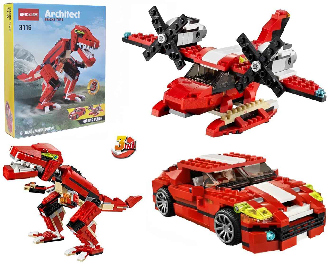 Umadiya® 36-in-1 Magic Building Blocks Set | 256+ Pieces | Creative Construction Toy for Kids | Includes Instruction Manual | Ideal for Boys & Girls Ages 6+ | DIY Brick Robot, Jet, Ship Models
