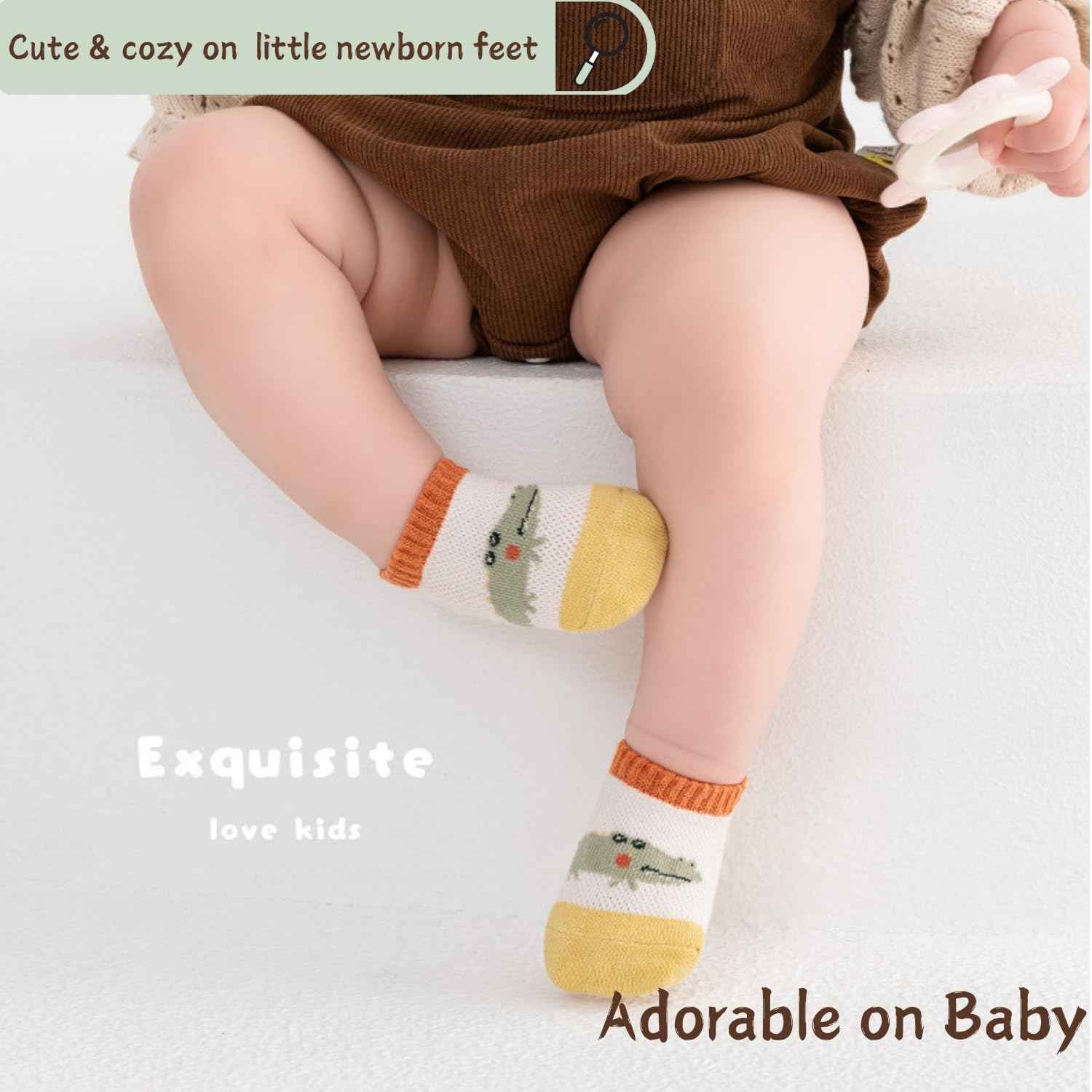 Ahamo Baby Boys' Summer Socks with Anti-Slip Grips