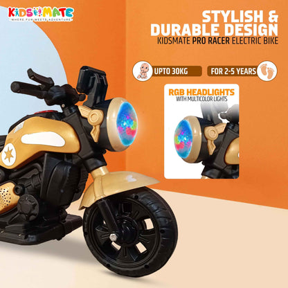 Kidsmate Urban Cruiser Electric Ride-On Bike for Kids | Stylish Chopper Design with LED Lights, Music & USB Bluetooth | 6V Battery-Powered Kids Motor Bike for Boys & Girls 1-5 Yrs - Red
