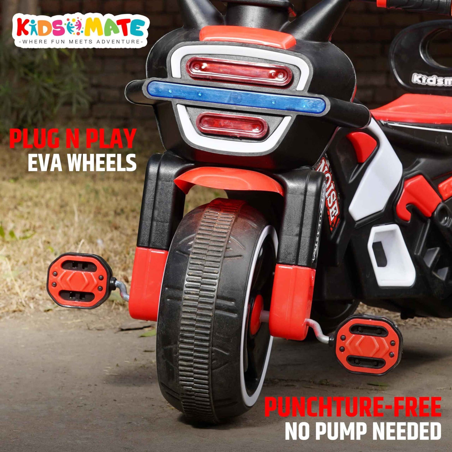 Kidsmate Turbo Bike Pedal Tricycle for Kids | Musical Horn & Lights | Ages 3-6 | Black-White