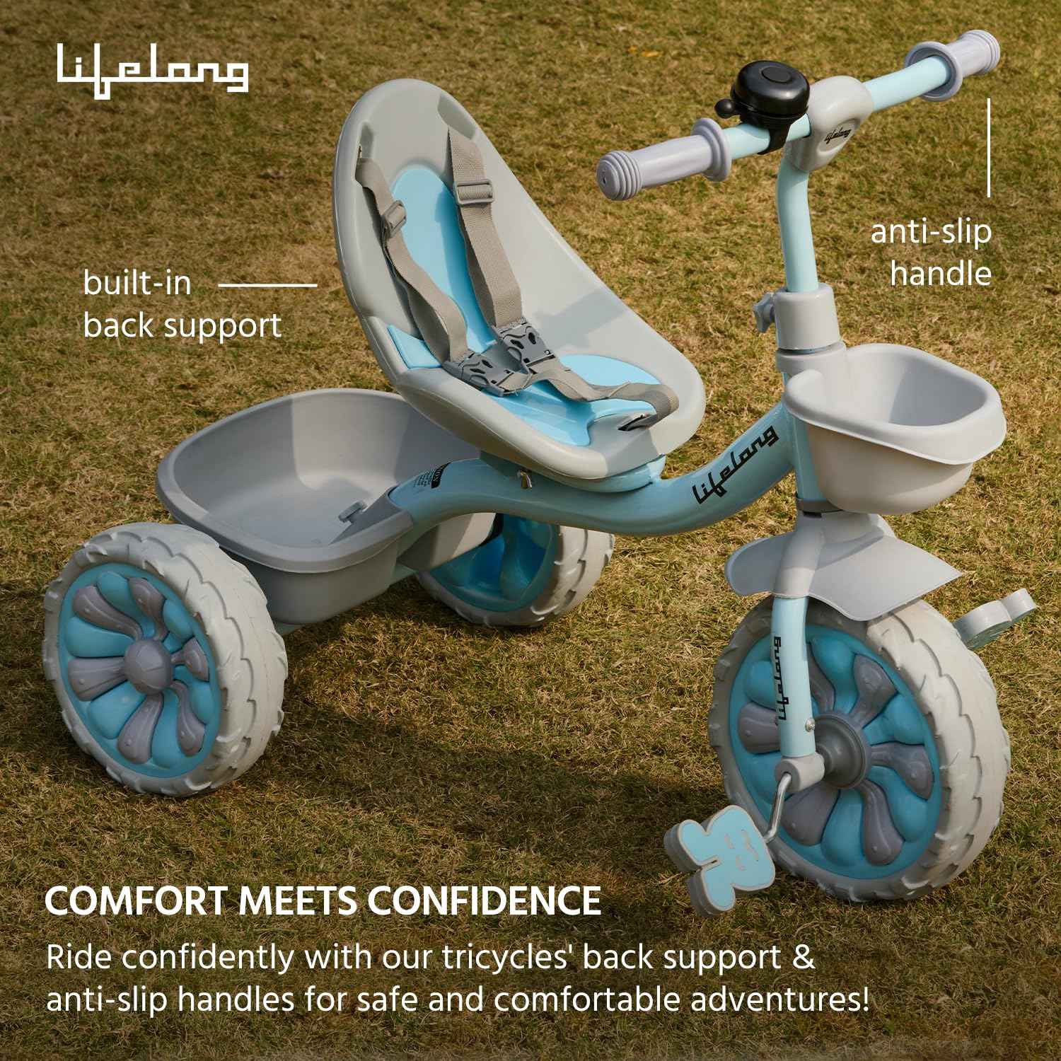 Lifelong Trike Cycle for Kids Cycle 2-5 Years - Tricycles for Boy & Girl - Baby Cycle - Bicycle for Kids - Bike with 3 EVA Wheels, Bell & Basket -Durable Tricycle with Parental Control