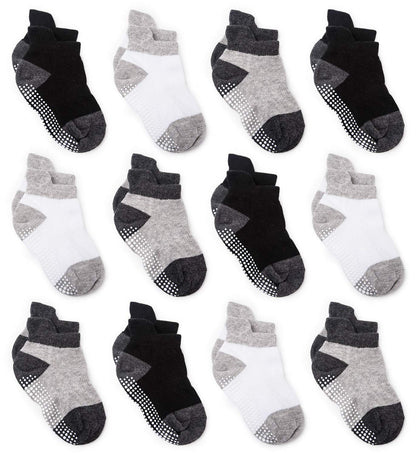ZAPLES Baby Non Slip Grip Ankle Socks with Non Skid Soles for Infants Toddlers Kids Boys Girls
