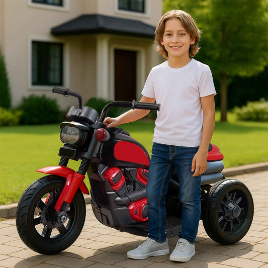 Kidsmate Urban Cruiser Electric Ride-On Bike for Kids | Stylish Chopper Design with LED Lights, Music & USB Bluetooth | 6V Battery-Powered Kids Motor Bike for Boys & Girls 1-5 Yrs - Red