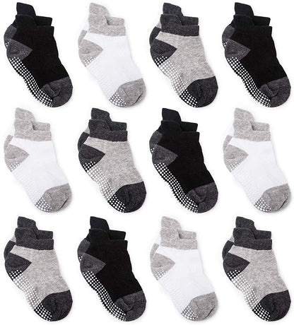 ZAPLES Baby Non Slip Grip Ankle Socks with Non Skid Soles for Infants Toddlers Kids Boys Girls
