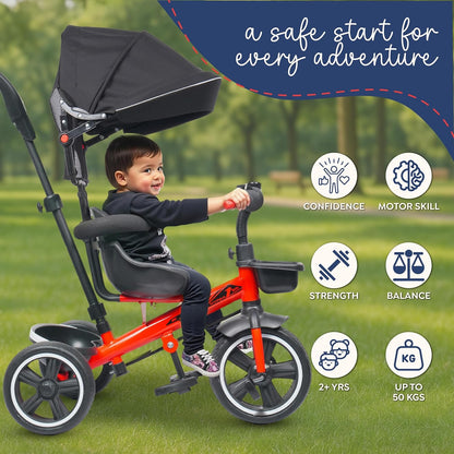 Luusa® TFT Hyper 500 PRO Canopy Plug N Play Tricycle/Baby Tricycle with Parental Control for Age Group 2+ Years Boys/Girls/Carrying Capacity Upto 30-KGS Proudly Made in India (ICE-Blue)
