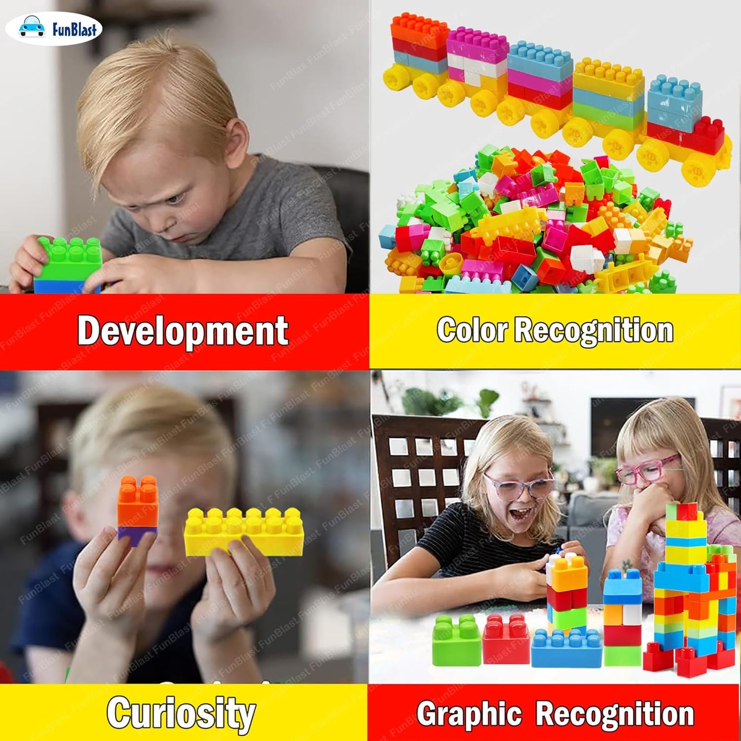 FunBlast DIY Plastic Building Blocks for Kids Building Blocks Toy for Kids Puzzle Games for Kid, Toys for Children Educational & Learning Toy for Kid, Girls & Boys - (250+ Blocks with 38 Wheels)