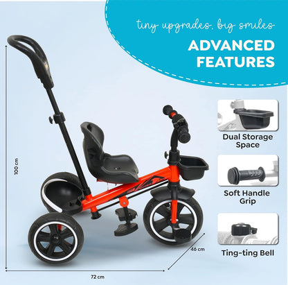 Luusa® TFT Hyper 500 PRO Canopy Plug N Play Tricycle/Baby Tricycle with Parental Control for Age Group 2+ Years Boys/Girls/Carrying Capacity Upto 30-KGS Proudly Made in India (ICE-Blue)