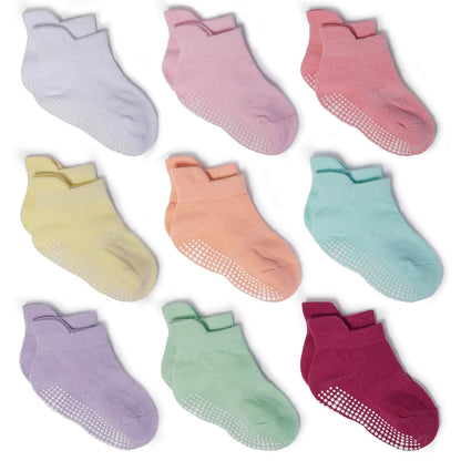 ZAPLES Baby Non Slip Grip Ankle Socks with Non Skid Soles for Infants Toddlers Kids Boys Girls