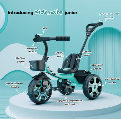 Kidsmate Xplorer 3-in-1 Tricycle for Kids | Durable Plug & Play Baby Trike with EVA Wheels, Safety Rail & Push Handle for Parents | Safe & Comfortable Ride for Toddlers 12-48 Months