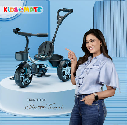 Kidsmate Xplorer 3-in-1 Tricycle for Kids | Durable Plug & Play Baby Trike with EVA Wheels, Safety Rail & Push Handle for Parents | Safe & Comfortable Ride for Toddlers 12-48 Months