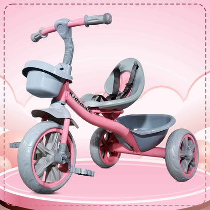 Kidsmate Xplorer 3-in-1 Tricycle for Kids | Durable Plug & Play Baby Trike with EVA Wheels, Safety Rail & Push Handle for Parents | Safe & Comfortable Ride for Toddlers 12-48 Months - Blue