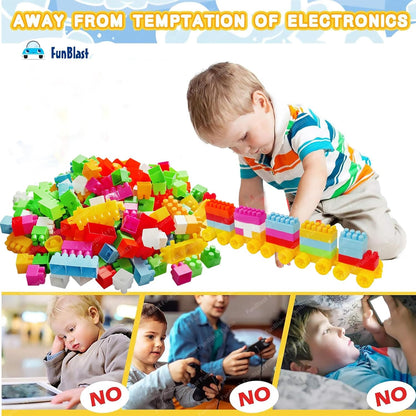 FunBlast DIY Plastic Building Blocks for Kids Building Blocks Toy for Kids Puzzle Games for Kid, Toys for Children Educational & Learning Toy for Kid, Girls & Boys - (250+ Blocks with 38 Wheels)