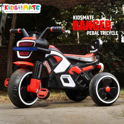 Kidsmate Turbo Bike Pedal Tricycle for Kids | Musical Horn & Lights | Ages 3-6 | Black-White