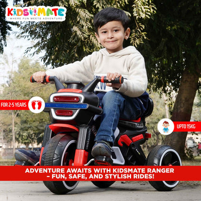 Kidsmate Turbo Bike Pedal Tricycle for Kids | Musical Horn & Lights | Ages 3-6 | Black-White