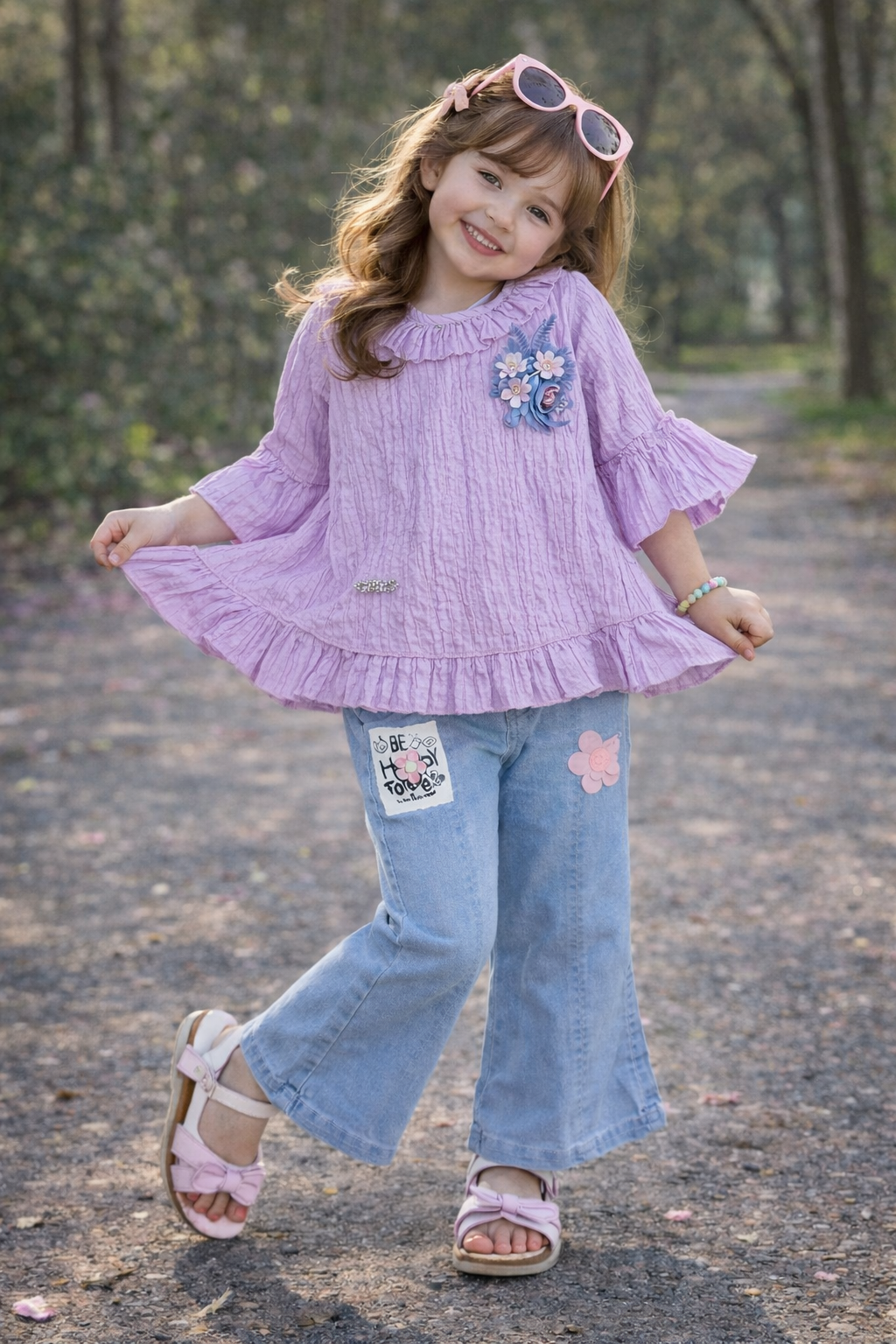 Floral Denim Jeans Set for Girls - Perfect for All Occasions