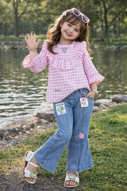 Charming Girls Top and Jeans Set - Ideal for All Occasions
