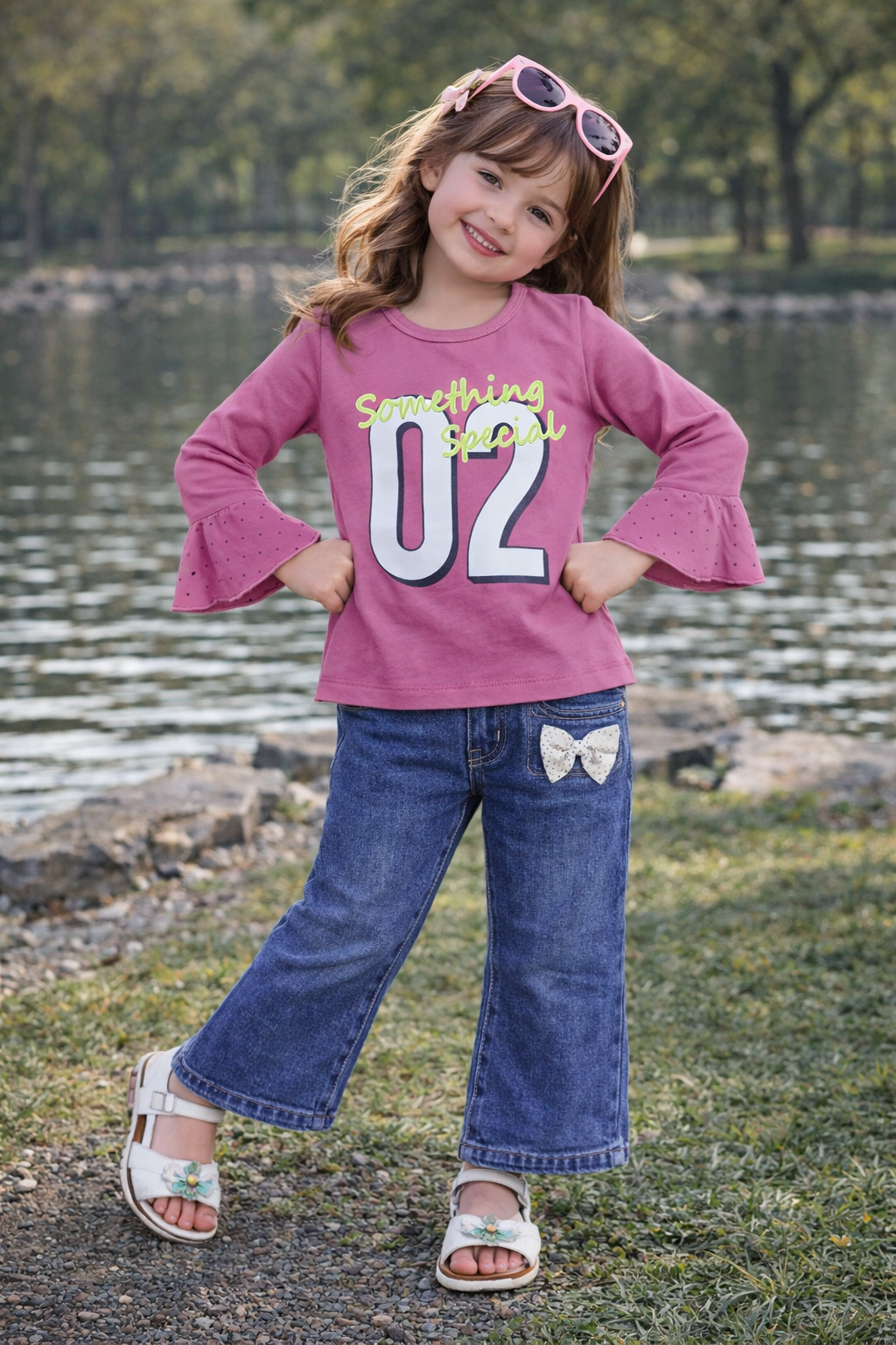 Charming Girl's Outfit: Denim Jeans Outfit for Girls - Top and Jeans Set