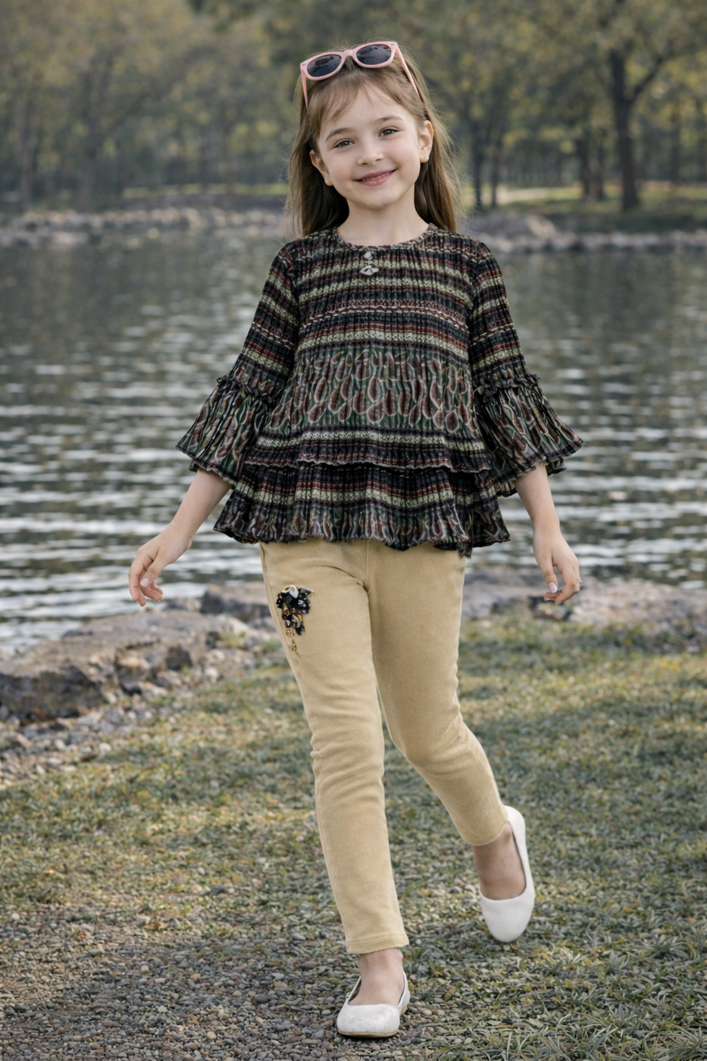 Multicolored Outfit Set for Girls - Charming Top and Jeans for Birthday and Wedding
