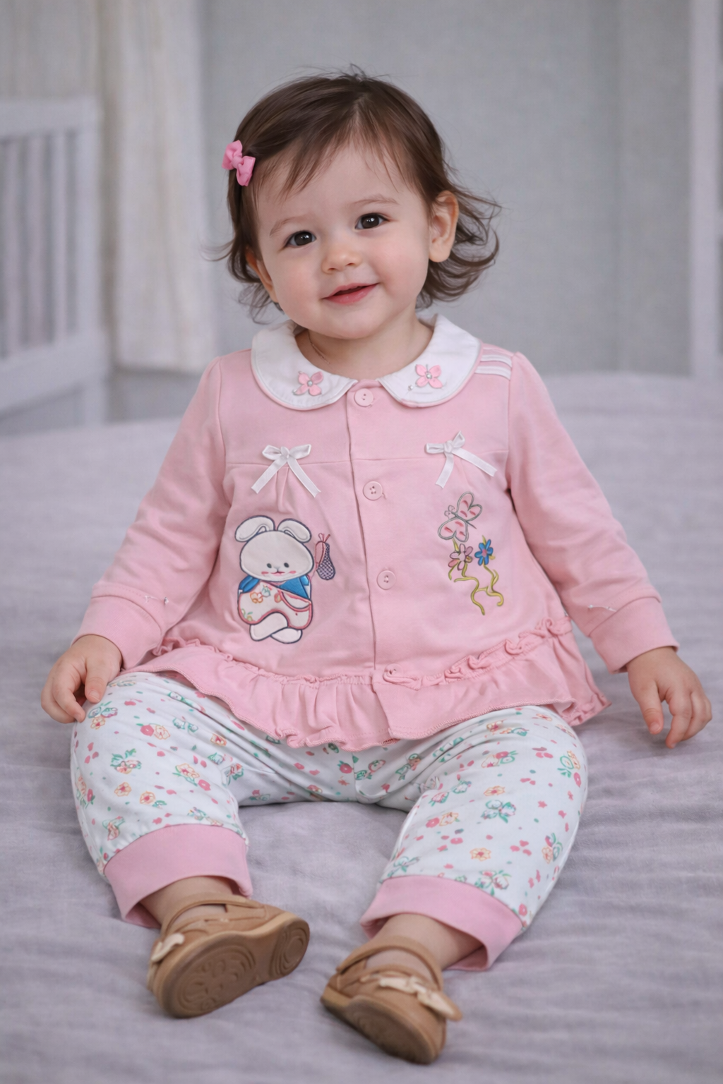 Adorable Floral Animal Print Pajama Set and Top
