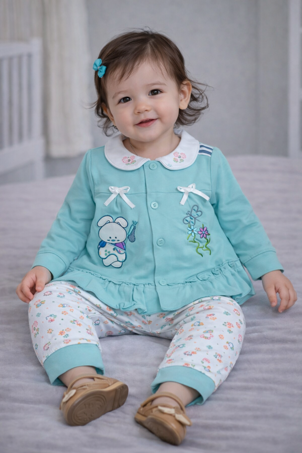 Adorable Floral Animal Print Pajama Set and Top