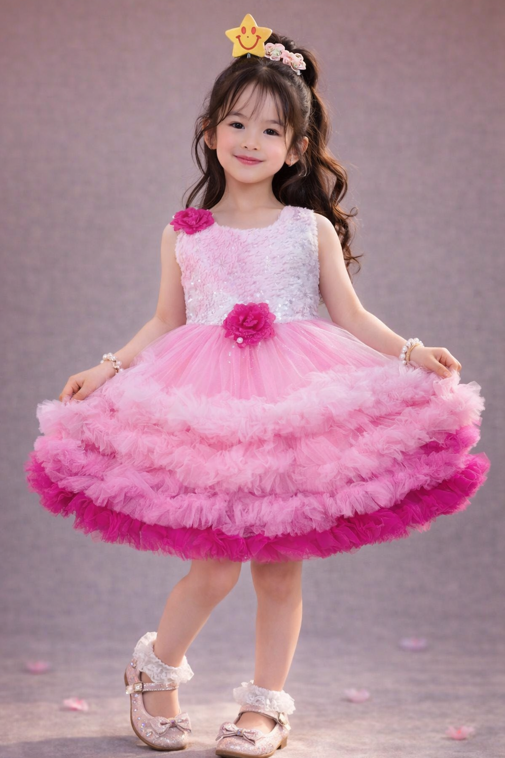 Charming Pink Ruffled Floral Dress for Kids - Perfect Summer Outfit