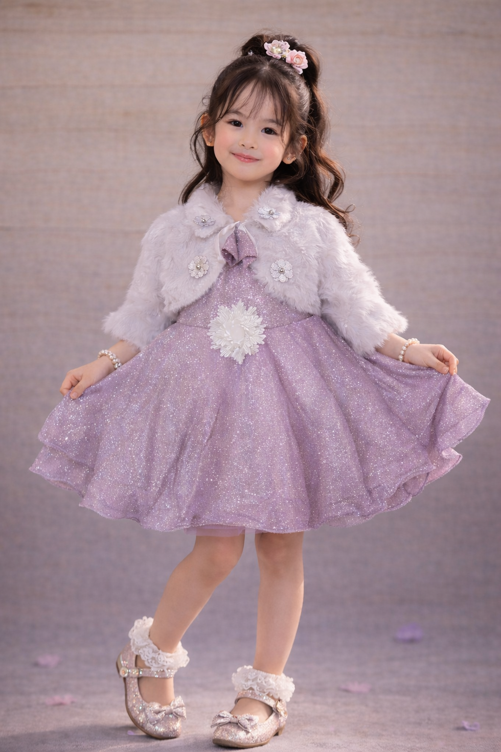 Elegant Girls Fleece Jacket Dress with Stylish Fleece Jacket