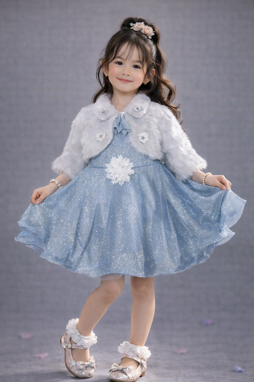 Elegant Girls Fleece Jacket Dress with Stylish Fleece Jacket