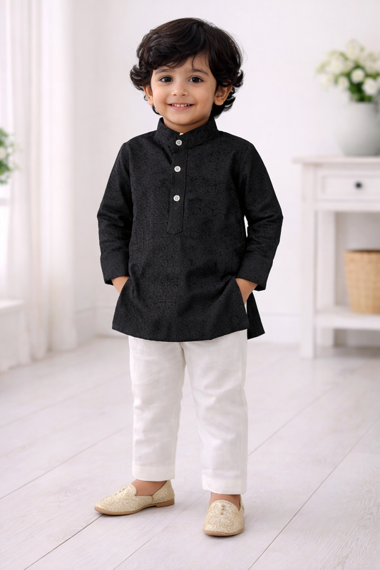 Elegant Black Kurta Kids - Stylish and Comfortable Wear