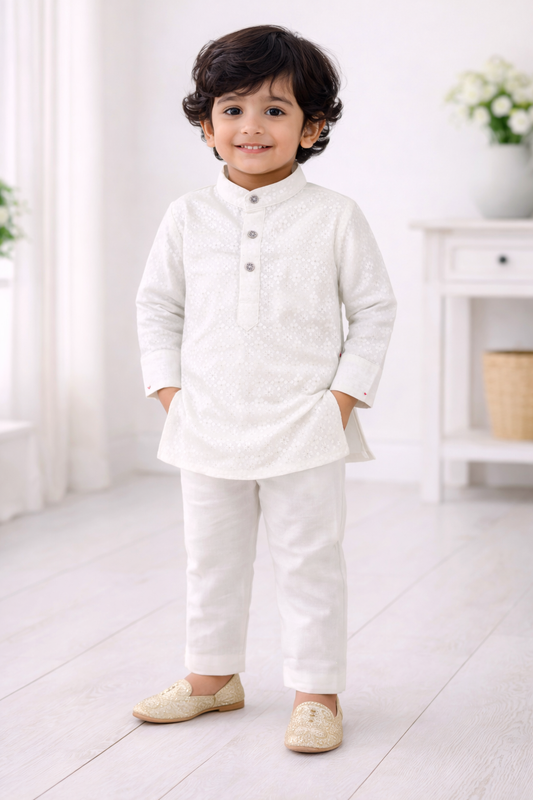 Elegant White Kurta Pajama Set for Festive Occasions - White Kurta Pajama Set