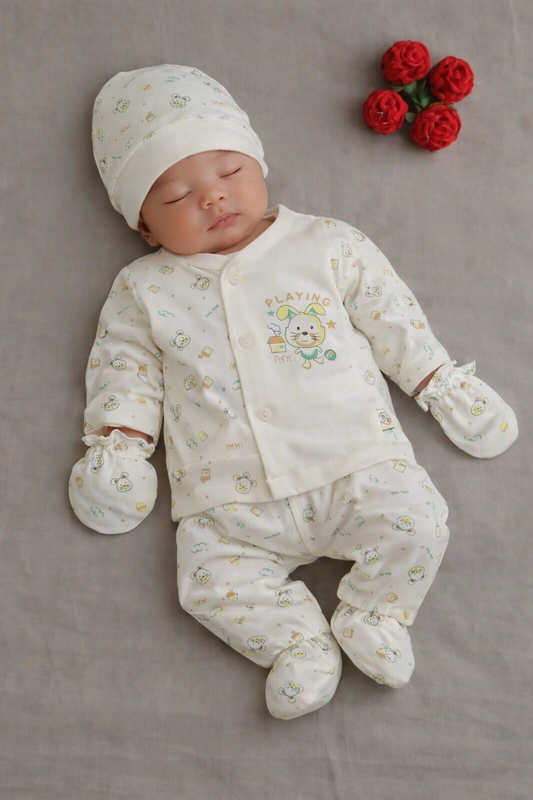 Charming New Born Clothing Set with Playful Prints