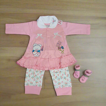 Adorable Floral Animal Print Pajama Set and Top