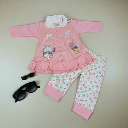 Adorable Floral Animal Print Pajama Set and Top