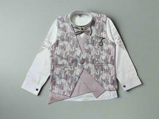 Boy's Stylish Suit with Shirt, Coat, Pant, Bow for weddings, birthdays