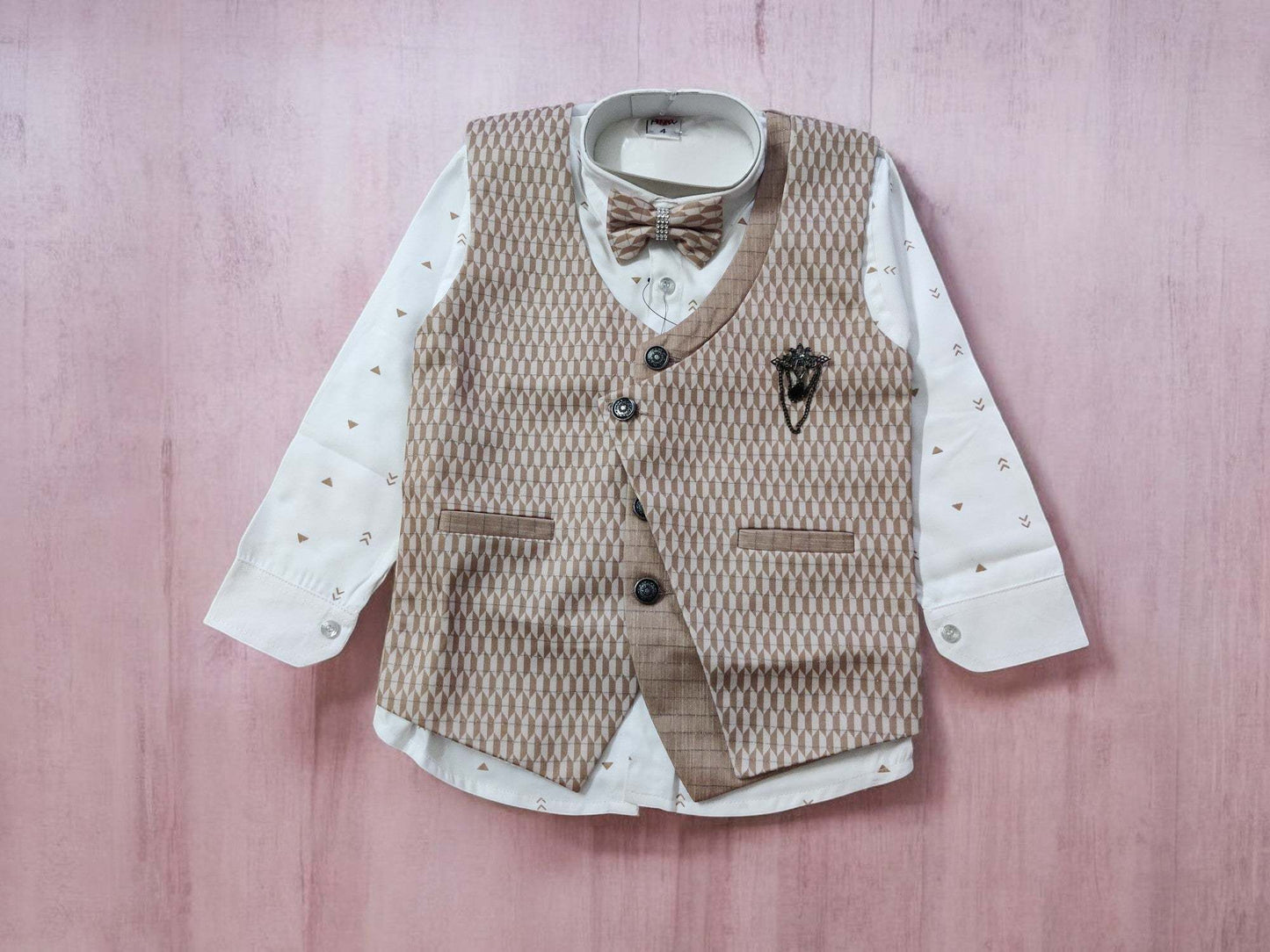 Boy's Stylish Suit with Shirt, Coat, Pant, Bow for weddings, birthdays