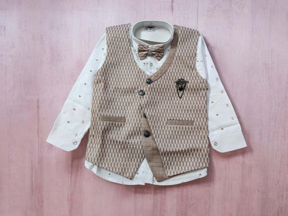 Boy's Stylish Suit with Shirt, Coat, Pant, Bow for weddings, birthdays