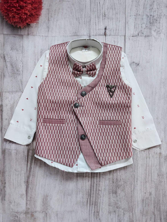Boy's Stylish Suit with Shirt, Coat, Pant, Bow for weddings, birthdays