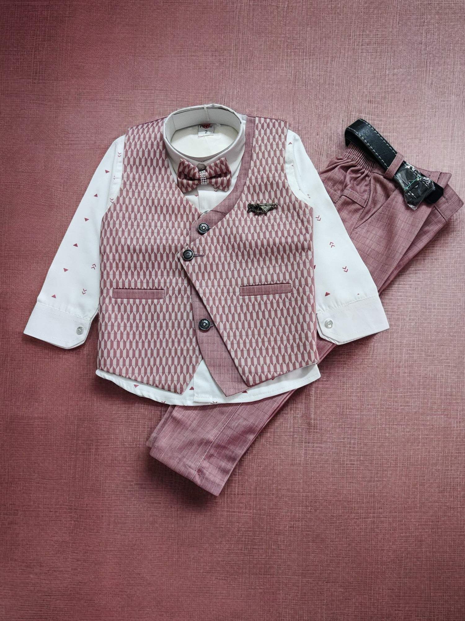 Boy's Stylish Suit with Shirt, Coat, Pant, Bow for weddings, birthdays