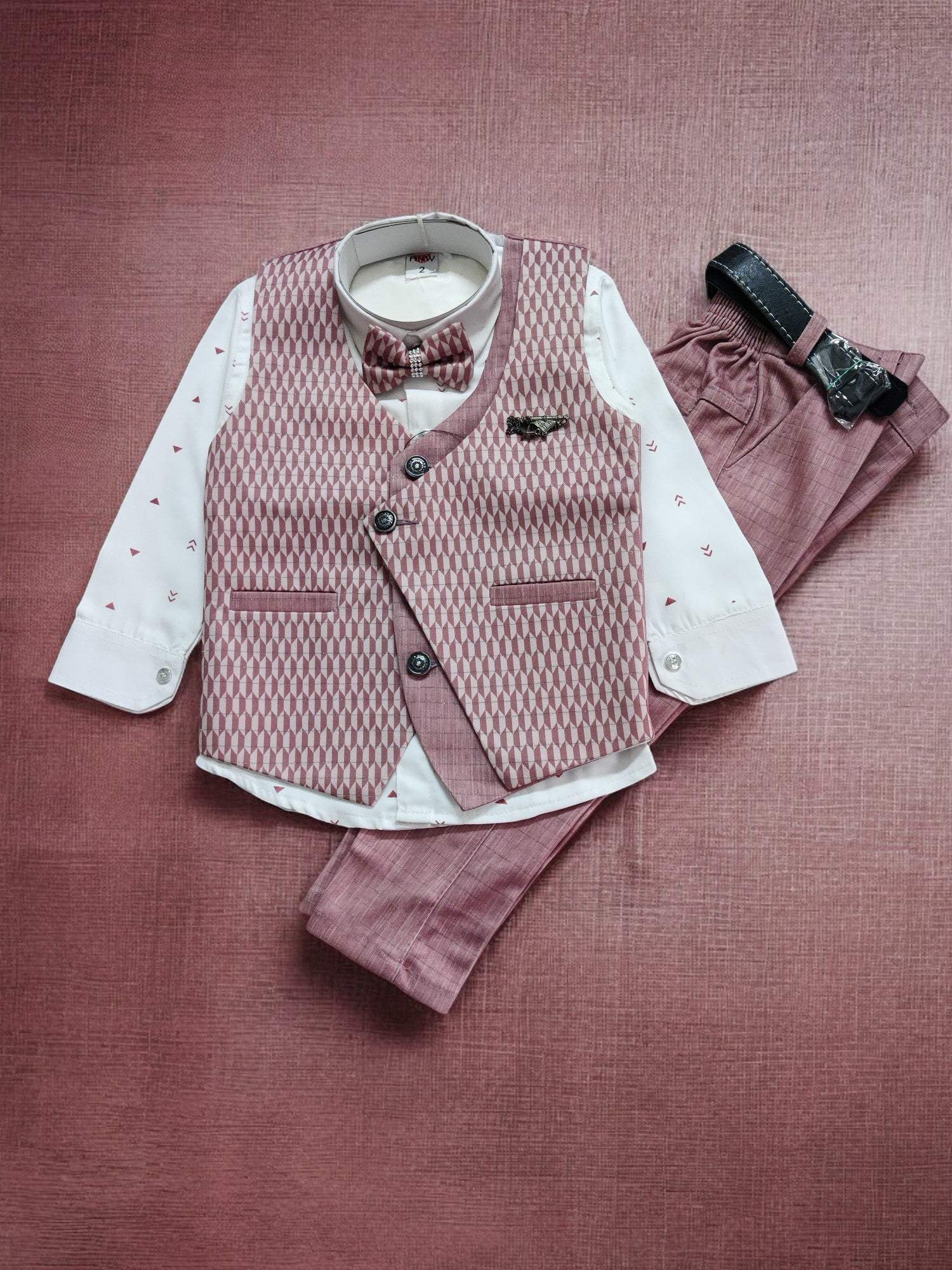 Boy's Stylish Suit with Shirt, Coat, Pant, Bow for weddings, birthdays