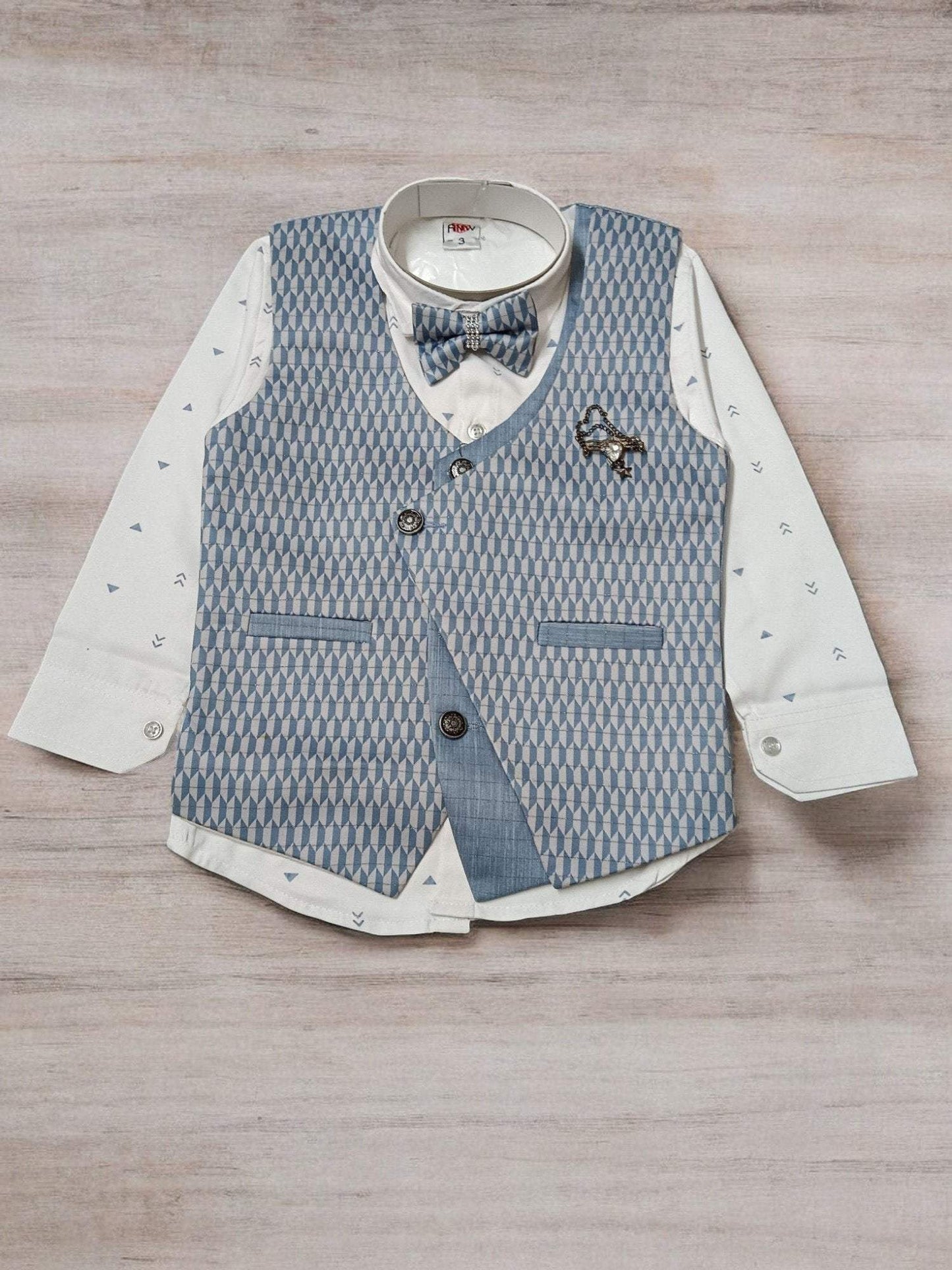 Boy's Stylish Suit with Shirt, Coat, Pant, Bow for weddings, birthdays