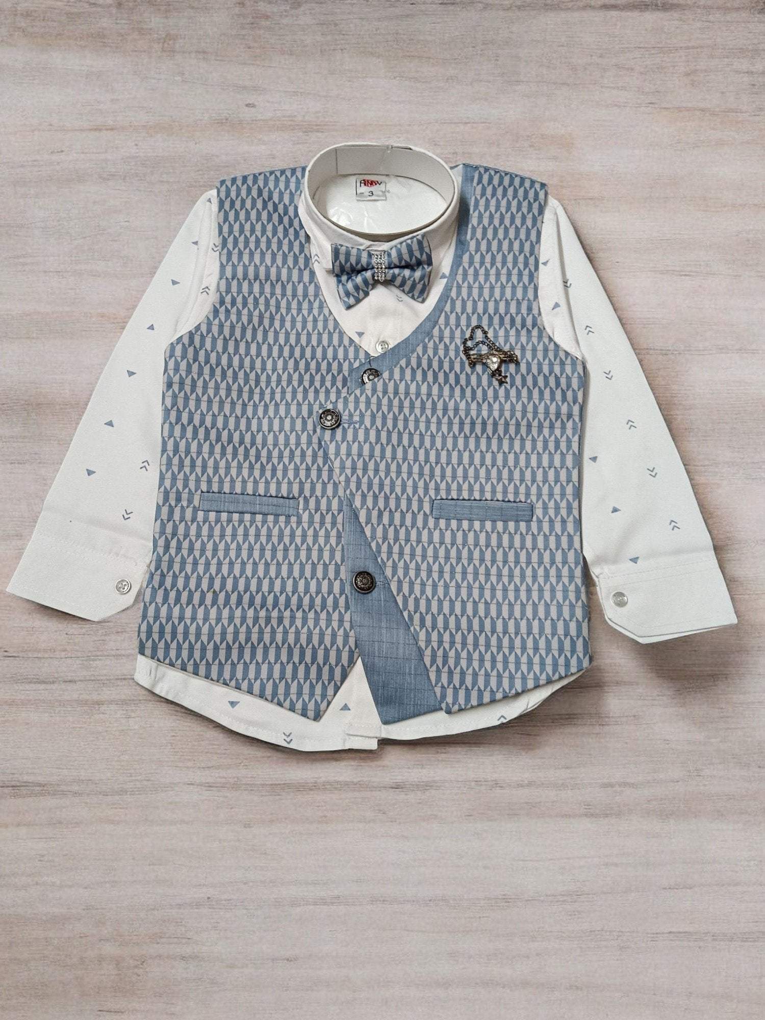 Boy's Stylish Suit with Shirt, Coat, Pant, Bow for weddings, birthdays