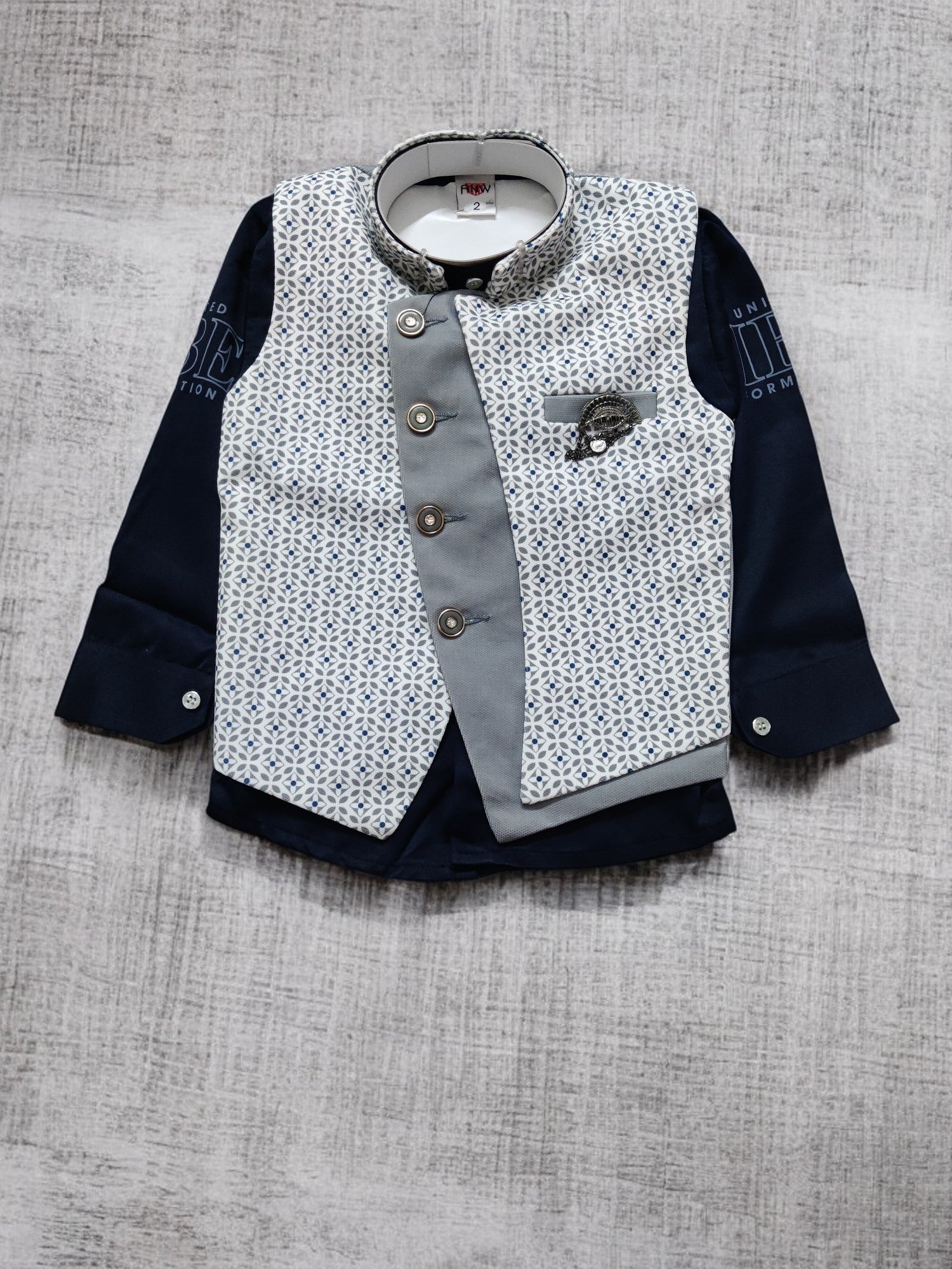 Stylish Boys' Formal Wear Set with Printed Waistcoat- 3 Piece, Perfect for birthday, wedding - Bumblehugs