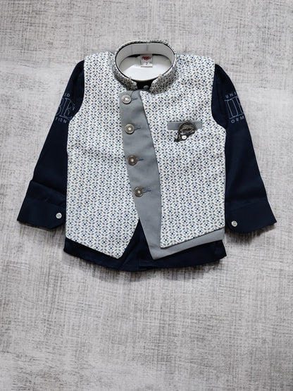 Stylish Boys' Formal Wear Set with Printed Waistcoat- 3 Piece, Perfect for birthday, wedding - Bumblehugs