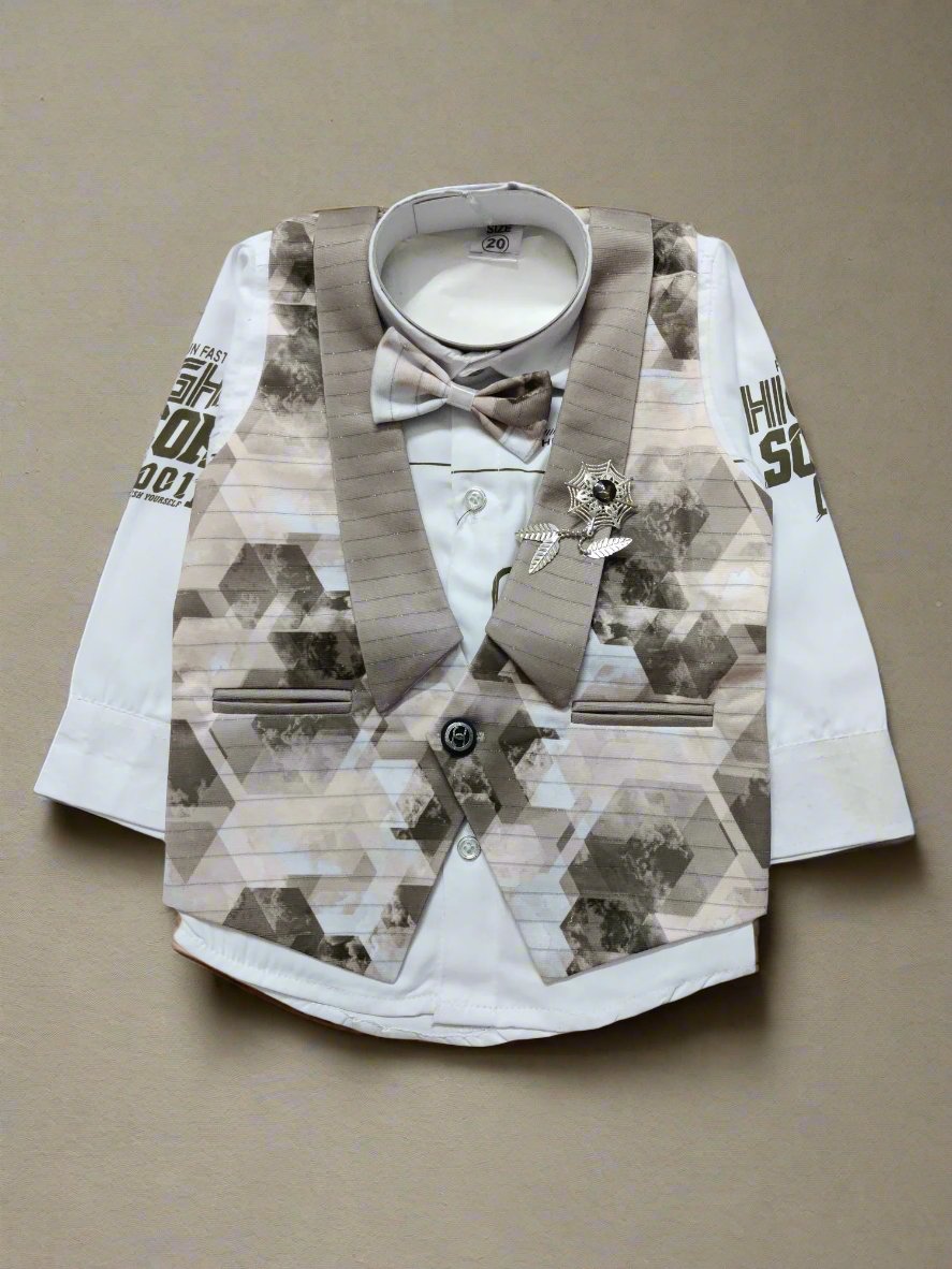 Stylish Boys' Formal Suit Set with Vest and Bow Tie, 3 Piece, Perfect for birthday, wedding - Bumblehugs