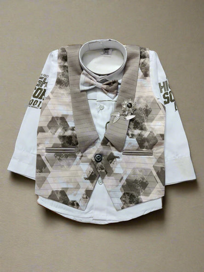 Stylish Boys' Formal Suit Set with Vest and Bow Tie, 3 Piece, Perfect for birthday, wedding - Bumblehugs
