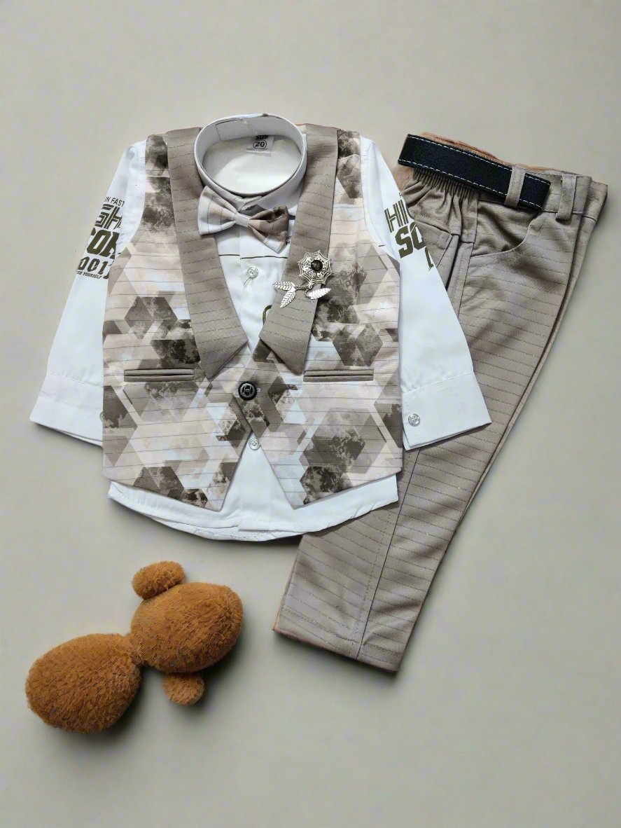 Stylish Boys' Formal Suit Set with Vest and Bow Tie, 3 Piece, Perfect for birthday, wedding - Bumblehugs