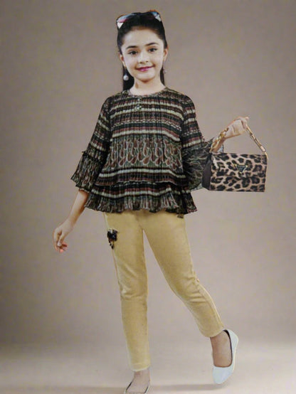 Charming Multicolored top and jeans set for girls, Perfect for birthday, wedding - Bumblehugs